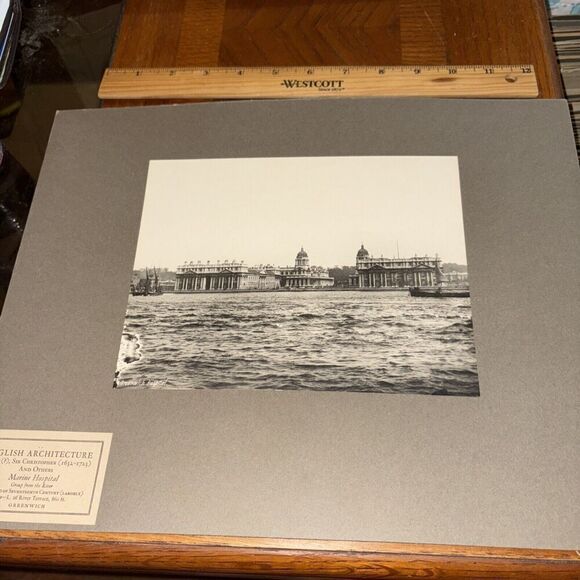 Vintage Marine Hospital Greenwich English Architecture Photo Christopher Wren - Picture 1 of 4